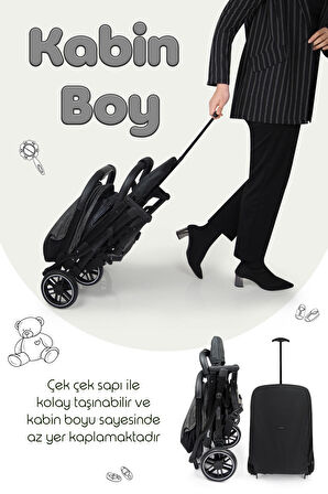 Prego Lotus Katlanabilir Kabin Boy Travel Bebek Arabası Füme 2033