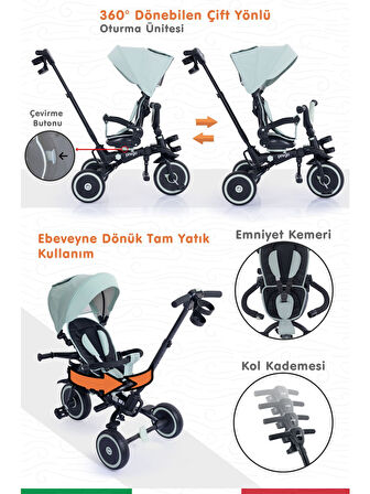 Happy Dino Plus 360° Dönebilen Koltuklu Tamamen Katlanabilir Çocuk Bisikleti