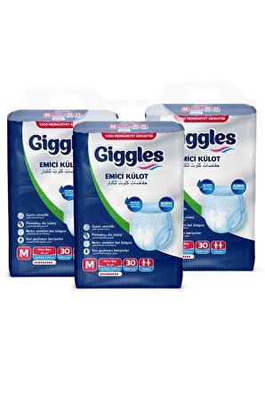 Giggles Yetişkin Emici Külot Medium 30'lu 3 Paket 90 Adet