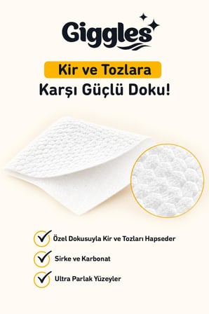 Giggles Mopa Uyumlu Yer Temizlik Havlusu 8 Katlı 4XL Arap Sabunu Katkılı 3 Paket 90 Adet Havlu