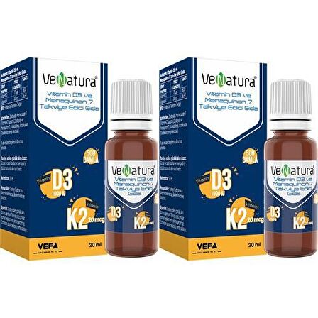 VeNatura Vitamin D3 K2 Takviye Edici Gıda 20 ml 2 Adet