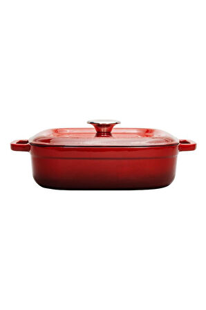 Sürel Aroma Kapak Kırmızı Kare Sığ Döküm Tencere 26x26