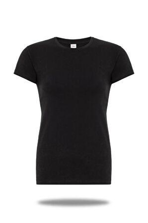 Kadın Pamuklu Sıfır Yaka Kısa Kollu Likralı Üst -2103