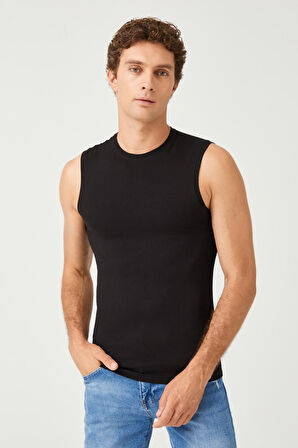 ERKEK PAMUKLU SÜPREM PENYE SLİM FİT SIFIR YAKA KOLSUZ LİKRALI ÜST 2'Lİ -1014