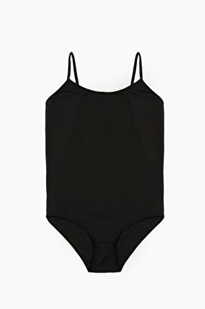 Kadın Pamuklu İp Askılı Üst Likralı Çıtçıtlı Body - 2480
