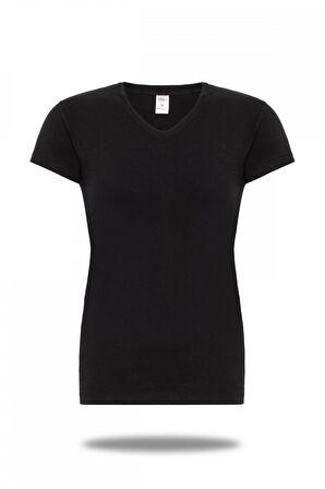 Kadın Pamuklu V-Yaka Kısa Kollu Likralı Üst 2'Lİ - 2104