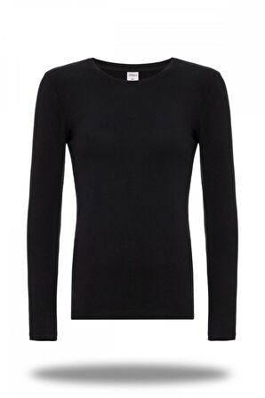 Kadın Pamuklu Sıfır Yaka Uzun Kollu Likralı Üst 6'LI - 2123