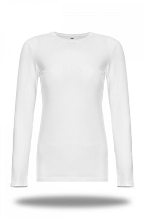 Kadın Pamuklu Sıfır Yaka Uzun Kollu Likralı Üst 6'LI - 2123