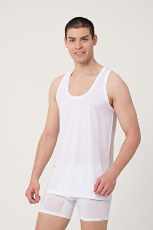 Erkek Pamuklu Modal Klasik Beyaz Atlet 2'Lİ - 459