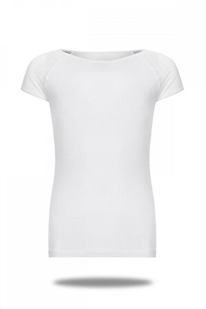 Kadın Modal Tüllü Üst Kısa Kollu Tişört - 2218