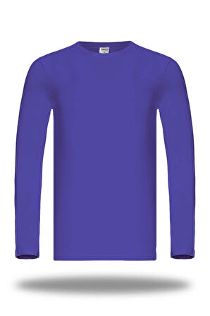 Erkek Çocuk Pamuklu Uzun Kollu Basic Badi Likralı Slim Fit Renkli̇ Sweatshi̇rt Cobalt - 221 - 222