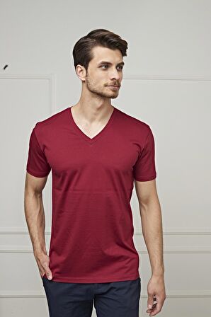 ERKEK PAMUKLU V-YAKA COMFORT FİT KISA KOLLU RENKLİ TİŞÖRT – 422