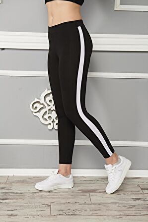 Kadın Pamuklu Bilek  Boy Yani Çi̇zgi̇li̇ Sporcu Li̇kralı Tayt - 4902 - 4077