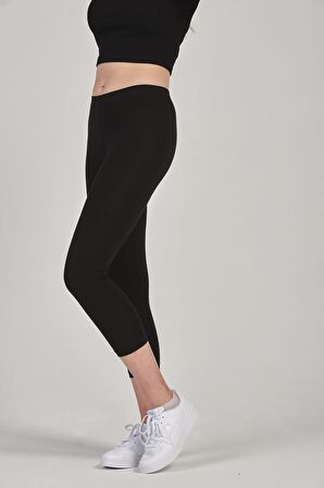 Kadın Pamuklu Kapri̇ Boy Bi̇lek Üstü Li̇kralı Tayt - 4004 - 4053