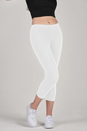 Kadın Modal kapri Boy Orta Yüksek Bel Siyah Tayt - 4022 - 4065