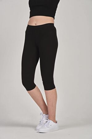 Kadın Pamuklu Diz Altı Klasik Likralı Kısa Tayt