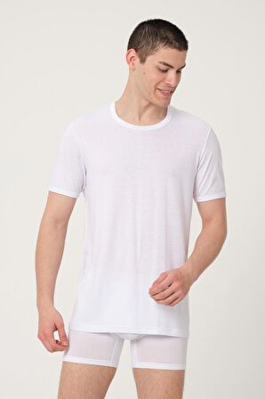 ERKEK PAMUKLU MODAL SÜPREM PENYE COMFORT FİT KISA KOLLU BEYAZ ATLET 6'LI -466