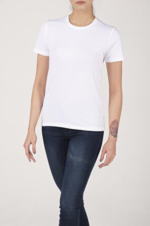 kadın Pamuklu Sıfır Yaka Kısa Kollu Üst Li̇kralı Renkli̇ T-shi̇rt -2291