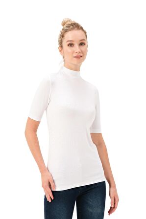 Kadın Vücudu Saran Yarım Balıkçı Yaka Kısa Kollu Üst – 2324