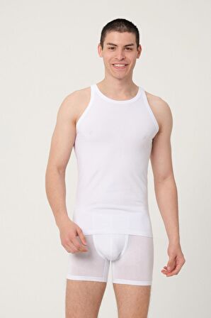 ERKEK PAMUKLU SÜPREM PENYE SLİM FİT  HALTER YAKA SPORCU LİKRALI ATLET 2'Lİ -1005