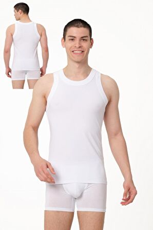 Erkek Pamuklu Halter Yaka Kolsuz ATLET Likralı Üst 6'LI -1022