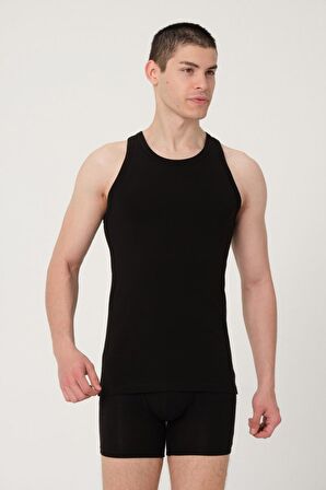 ERKEK PAMUKLU SÜPREM PENYE SLİM FİT  HALTER YAKA SPORCU LİKRALI ATLET 2'Lİ -1004