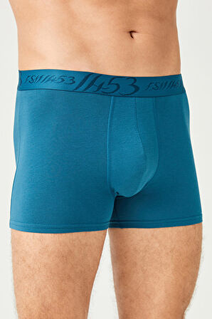 ERKEK PAMUKLU SÜPREM PENYE SLİM FİT İNCE LASTİKLİ LİKRALI BOXER TEAL 2'Lİ -1178