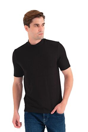 Erkek Sonbahar Kış Yarım Balıkçı Yaka Kısa kollu Slim Fit Ribana Üst -1074