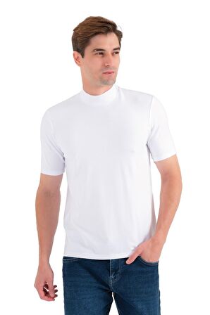 Erkek Sonbahar Kış Yarım Balıkçı Yaka Kısa kollu Slim Fit Ribana Üst -1074