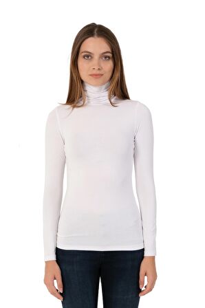 Kadın Modal Günlük Balıkçı Yaka Uzun Kollu Üst - 2334