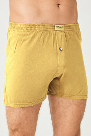 Erkek Pamuklu Klasi̇k Paçali Renkli̇ Boxer Antik Sarı - 620