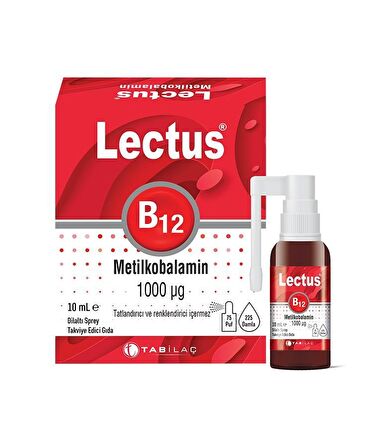 Lectus B12 Metilkobalamin Dilaltı Sprey 1000 mcg 10 ml'lik şişe