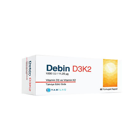 Debin D3k2 Vitamin D3 Ve Vitamin K2 60 Kapsül 