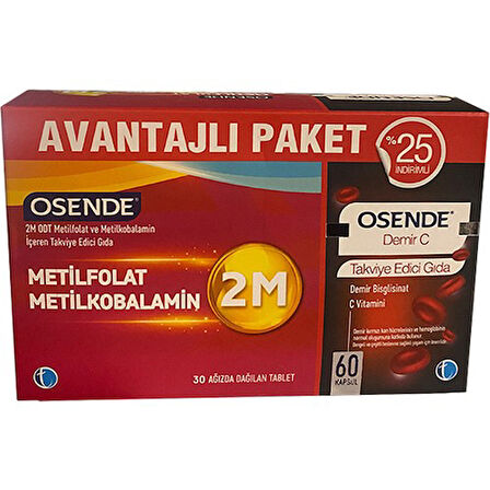 Osende 2M 30 Tablet + Osende Demir C 60 Kapsül Kofre