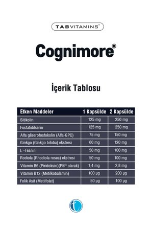 Cognimore 60 Kapsül | Tabvitamins Tanışma Paketi Shaker Hediyeli