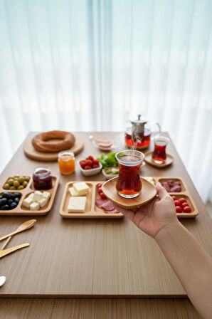 Bambum Silva 6'lı Kare Çay Tabağı B2502