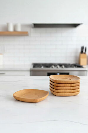 Bambum Silva 6'lı Kare Çay Tabağı B2502