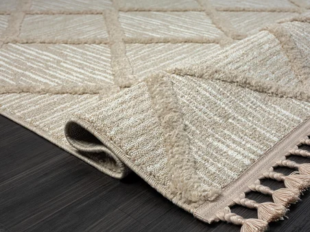 Loop Lp005a Bej Halı Dekoratif Sisal Bukle Tozsuz Antialerjik Modern Salon Halısı Koridor Iskandinav