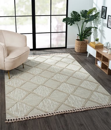 Loop Lp005a Bej Halı Dekoratif Sisal Bukle Tozsuz Antialerjik Modern Salon Halısı Koridor Iskandinav