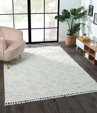 Loop Lp004a Beyaz Halı Dekoratif Sisal Bukle Tozsuz Antialerjik Salon Halısı Yatak Odası Koridor