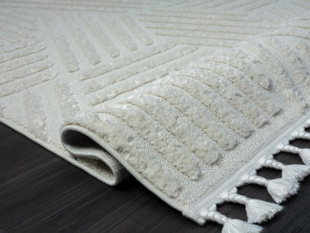 Loop Lp001a Beyaz Halı Dekoratif Sisal Bukle Tozsuz Antialerjik Salon Halısı Yatak Odası Koridor