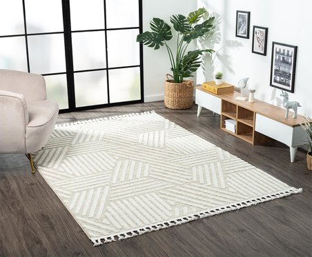 Loop Lp006a Bej Halı Dekoratif Sisal Bukle Tozsuz Antialerjik Modern Salon Halısı Yatak Odası Halısı
