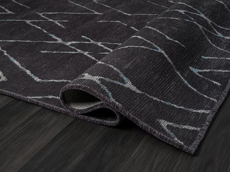 Lenda Ld006a Antrasit Kilim Gri Detaylı Ince Antialerjik Kaymaz Taban Makinada Yıkanabilir Halı