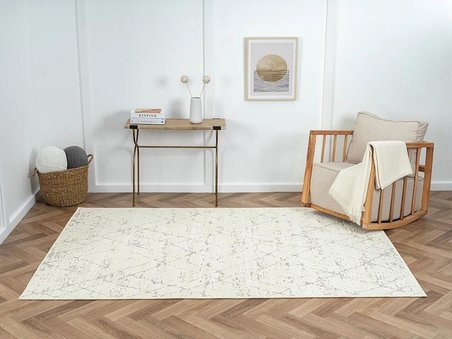 Lenda Ld004a Gri Kilim Antrasit Detaylı Ince Antialerjik Kaymaz Taban Makinada Yıkanabilir Halı