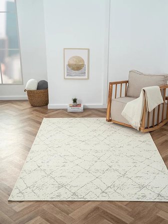Lenda Ld004a Gri Kilim Antrasit Detaylı Ince Antialerjik Kaymaz Taban Makinada Yıkanabilir Halı