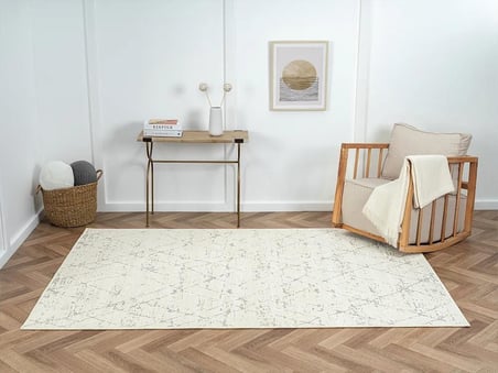 Lenda Ld004a Gri Kilim Antrasit Detaylı Ince Antialerjik Kaymaz Taban Makinada Yıkanabilir Halı