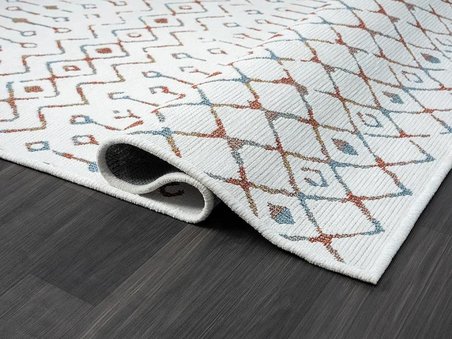 Lenda Ld002a Gri Kilim Renkli Detaylı Ince Antialerjik Kaymaz Taban Makinada Yıkanabilir Salon Halı