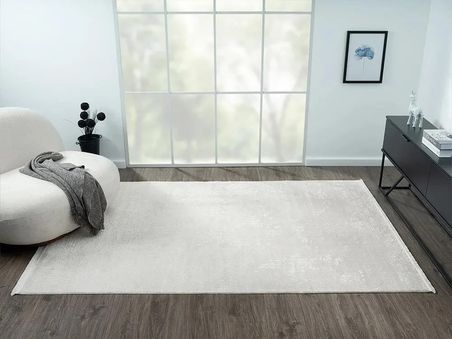 Elegance Eg014a Beyaz Halı Sedef Geometrik Detaylı Modern Viskon Doğal Iplik Bambu Halı Tozu Az