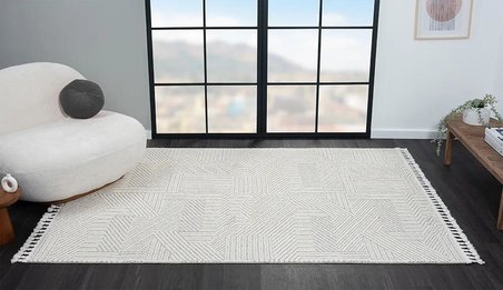 Wool Wl008a Bej Halı Sisal Bukle Dekoratif Kabartmalı Halı Tozsuz Antialerjik Salon Halısı Koridor