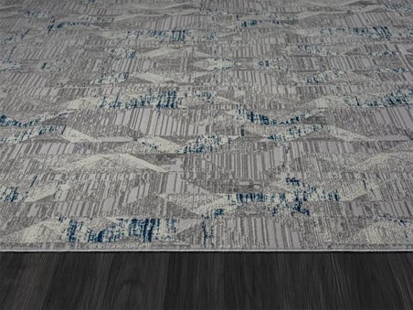Best 110 Gri Halı Spor Desen Lacivert Detaylı Ince Parlak Makinada Yıkanabilir Antialerjik Modern